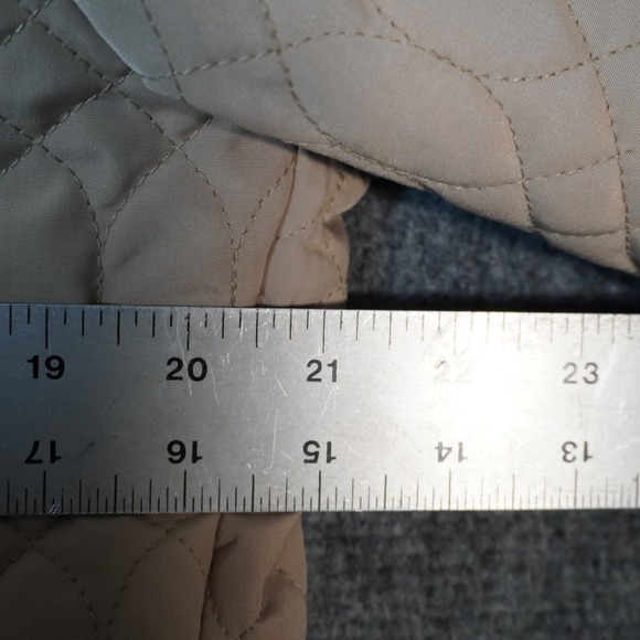Ellen Tracy Quilted Jacket M Tan Beige Lightweight Full Zip Drawstring Coat - Picture 11 of 13
